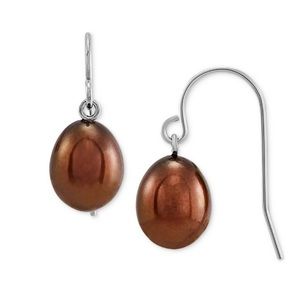 Giani Bernini chocolate pearl and sterling silver drop earrings